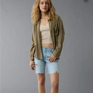 American Eagle Olive Casual button down Shirt